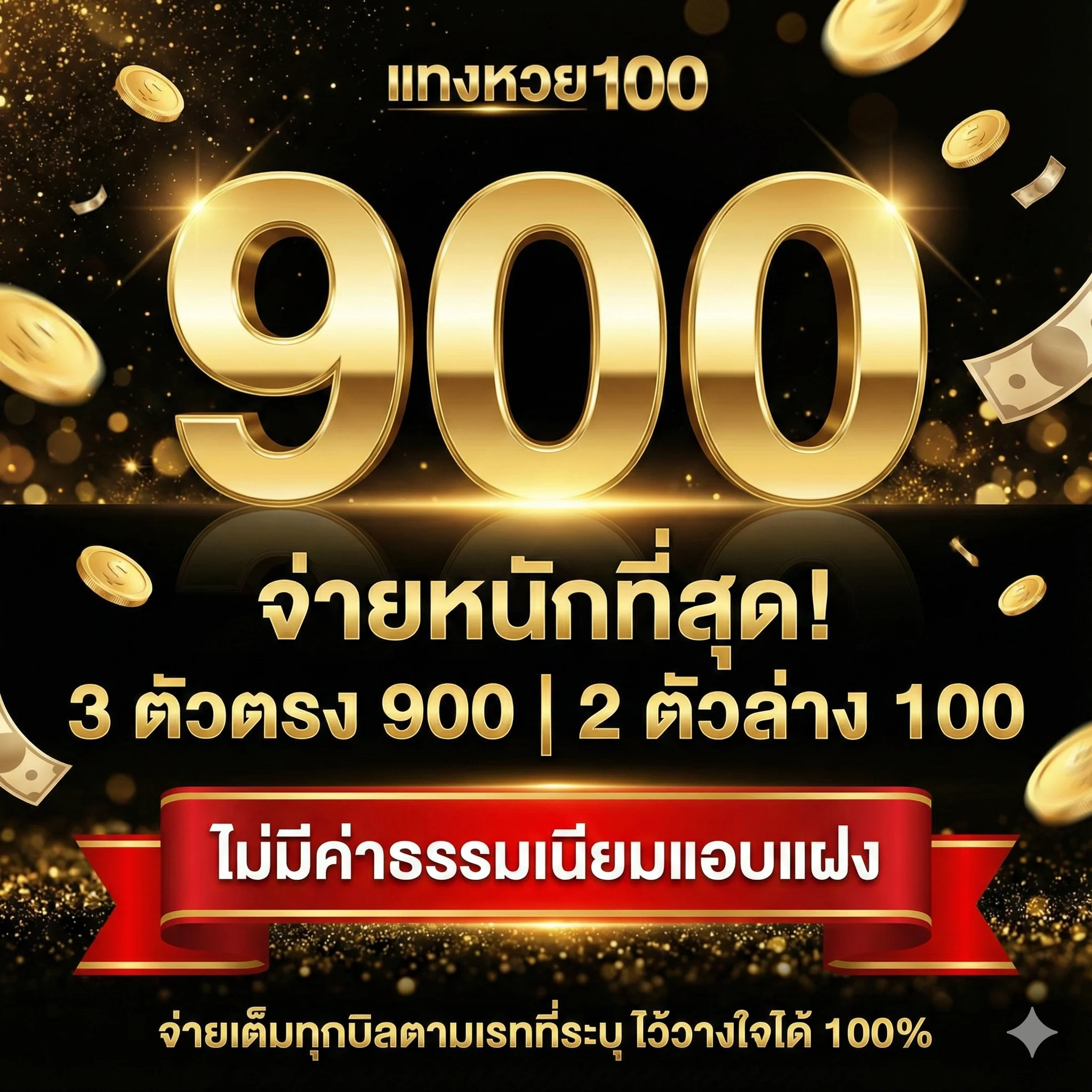 จ่ายหนักที่สุด! 3 ตัวตรง 900 | 2 ตัวล่าง 100 จ่ายเต็มทุกบิลตามเรทที่ระบุ ไว้วางใจได้ 100%